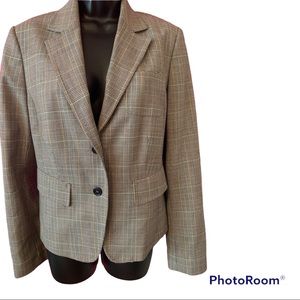 The Limited Plaid(Brown, black, white, blue, and yellow)Blazer Size 12.